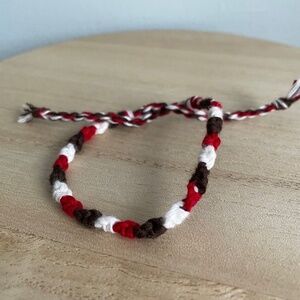 Handmade Sophie Woven Bracelet OS Red White Black Women Braided Cotton